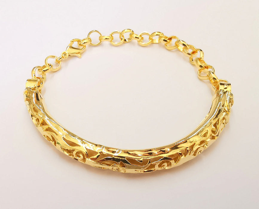 24k Shiny Gold Plated Bracelet Components Cuffs Findings For Your Craft  (78mm)  G27517