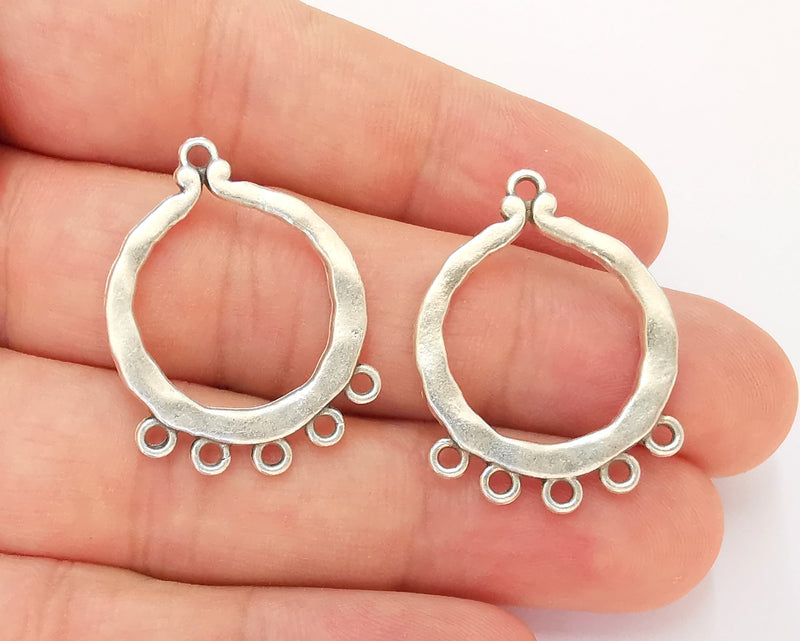 4 Connector Charms Antique Silver Plated Charms (32x24mm) G22701