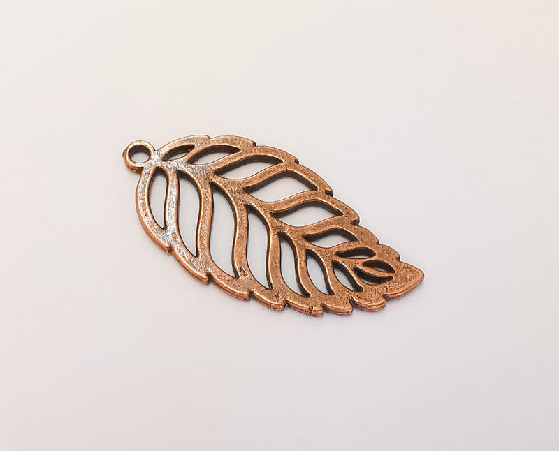 2 Leaf Charms Antique Copper Plated Charms (49x25mm)  G22703