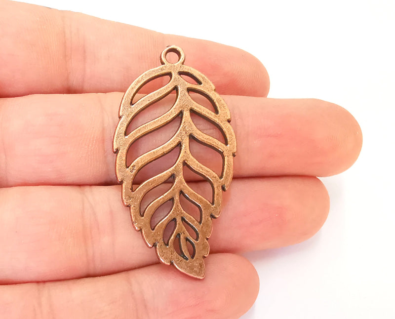 2 Leaf Charms Antique Copper Plated Charms (49x25mm)  G22703