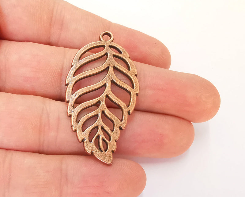 2 Leaf Charms Antique Copper Plated Charms (49x25mm)  G22703