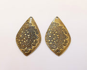 2 Drop Flower Charms Antique Bronze Plated Charms (43x25mm) G22785