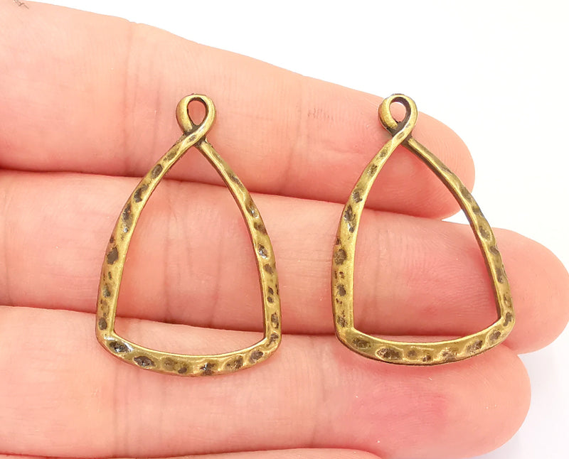 4 Antique Bronze Hammered Charms Antique Bronze Plated Charms (37x24mm) G22274