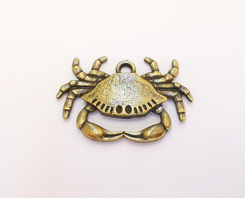 2 Crab Charms Antique Bronze Plated Charms (41x25mm) G22276