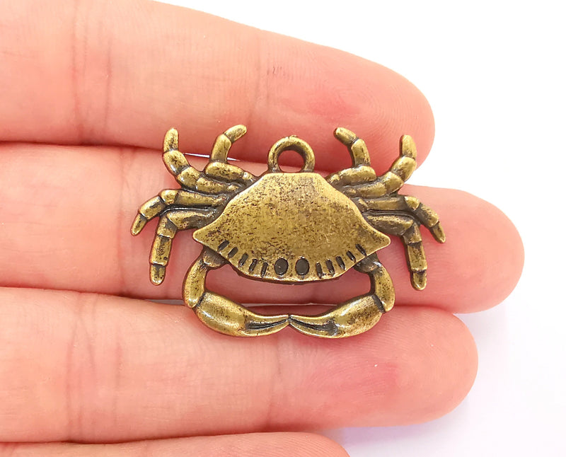 2 Crab Charms Antique Bronze Plated Charms (41x25mm) G22276
