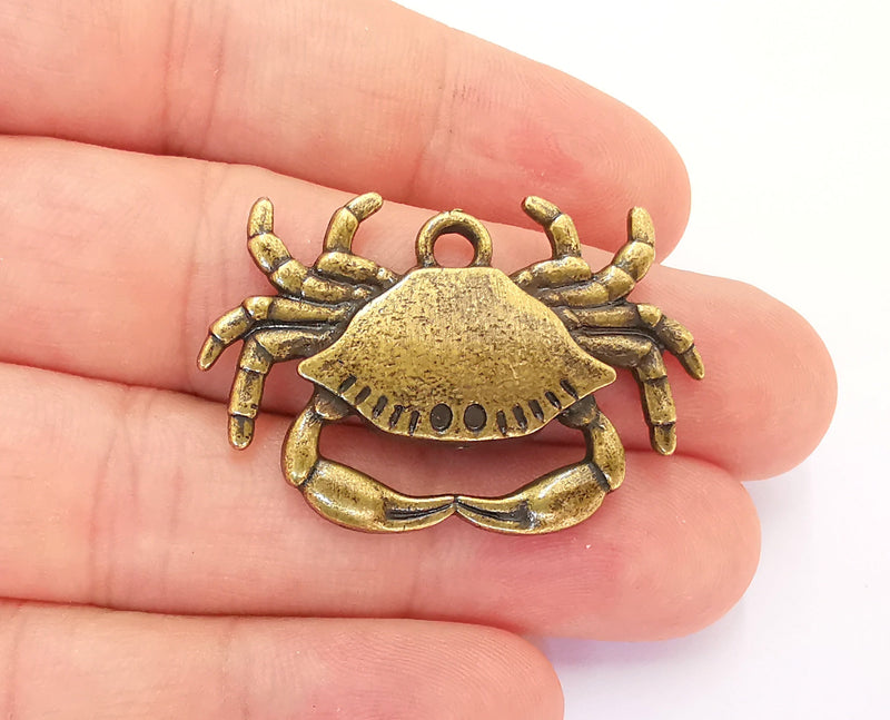 2 Crab Charms Antique Bronze Plated Charms (41x25mm) G22276