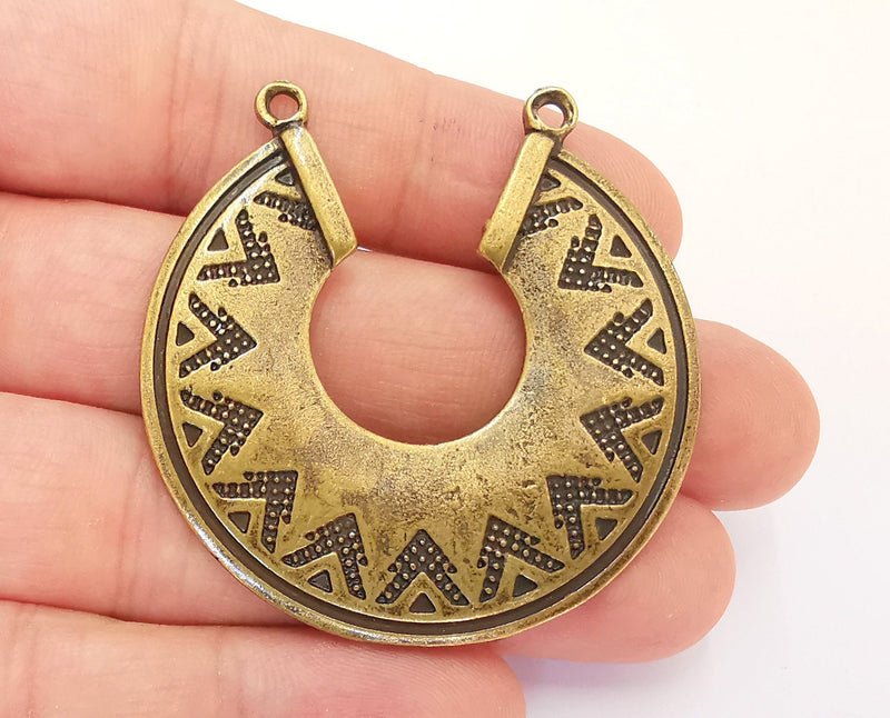 Ethnic Pendant Connector Antique Bronze Plated Pendant (49mm) G22277