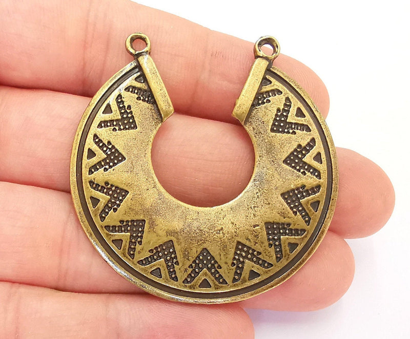 Ethnic Pendant Connector Antique Bronze Plated Pendant (49mm) G22277