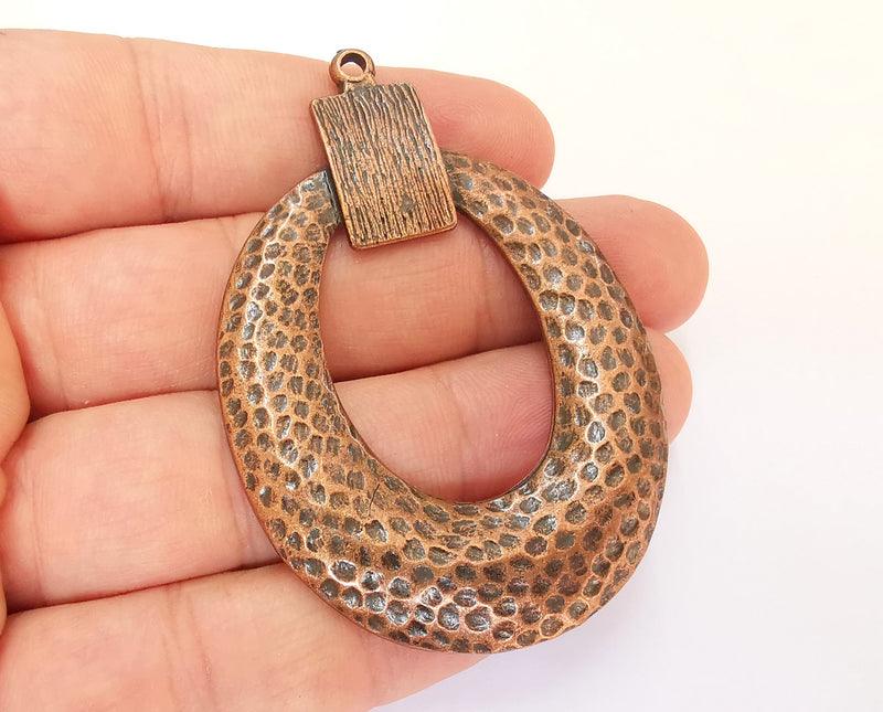 Hammered Copper Pendant Antique Copper Plated Pendant (70x48mm) G22282