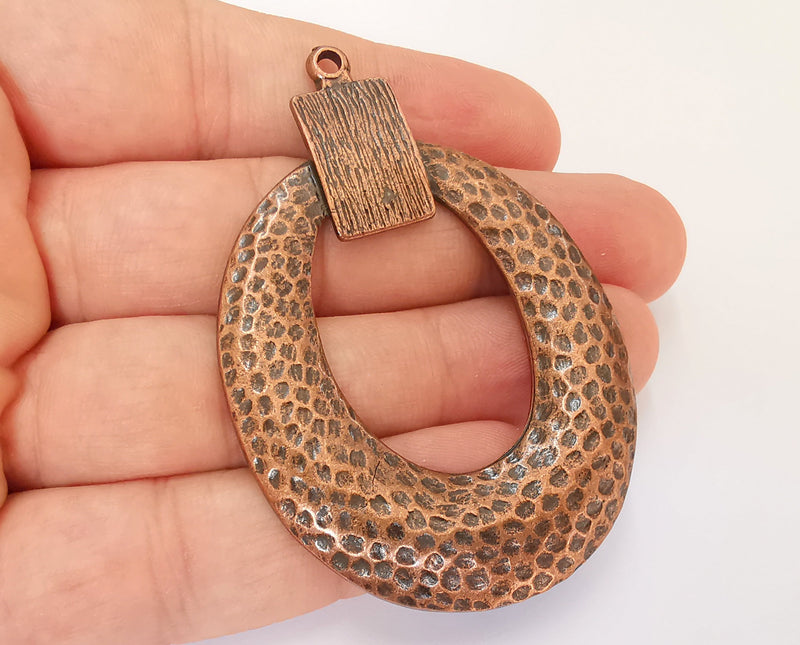 Hammered Copper Pendant Antique Copper Plated Pendant (70x48mm) G22282