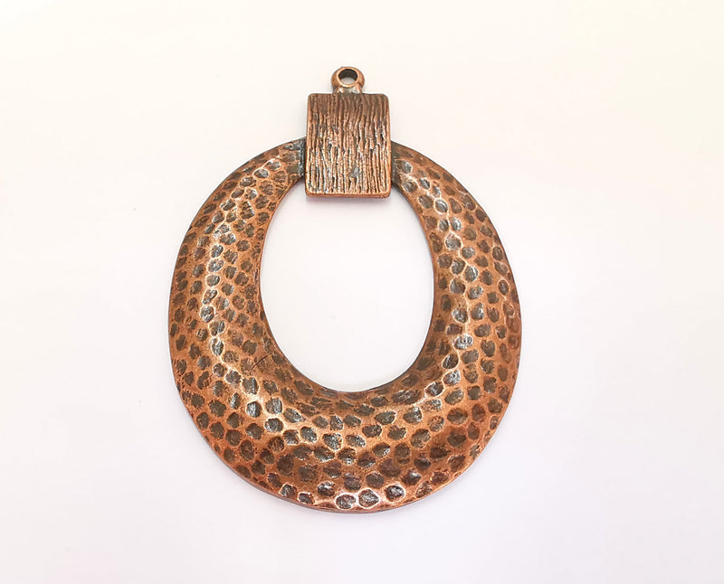 Hammered Copper Pendant Antique Copper Plated Pendant (70x48mm) G22282