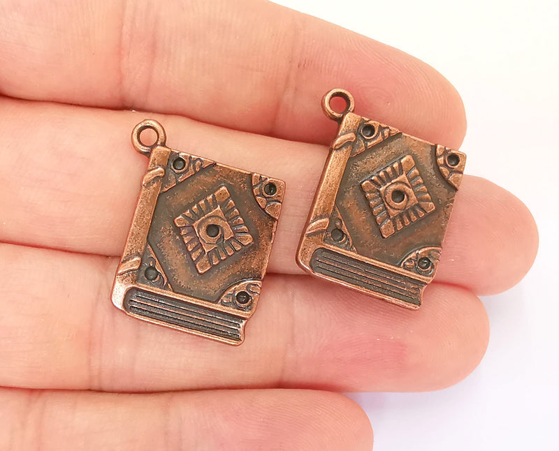 4 Book Charms Antique Copper Plated Charms (26x18mm)  G22283