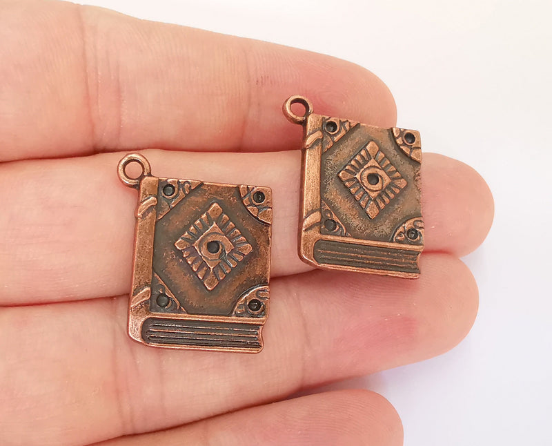 4 Book Charms Antique Copper Plated Charms (26x18mm)  G22283