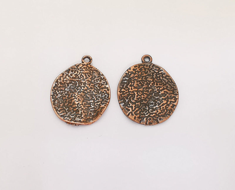 5 Hammered Charms Antique Copper Plated Charms (24x19mm) G22285