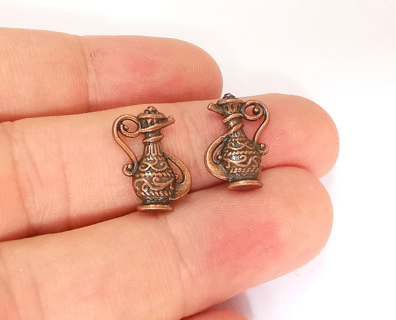 10 Persian Coffee Pod Double Sided Antique Copper Plated Charms (17x10mm)  G22287
