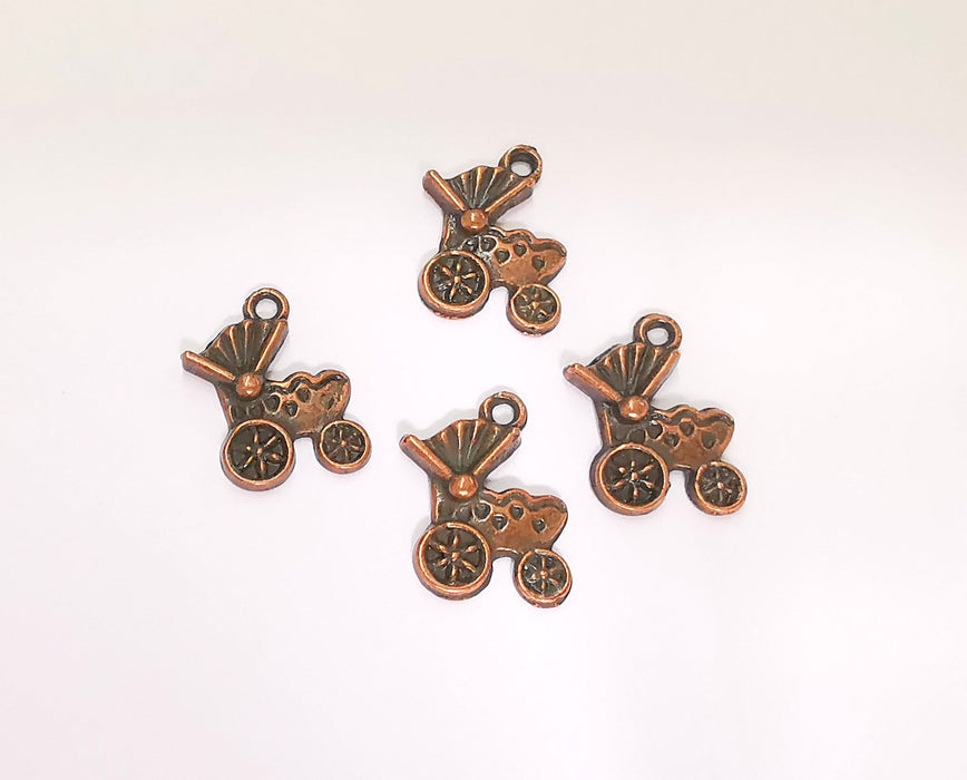 10 Baby Stroller Antique Copper Plated Charms (18x13mm)  G22288