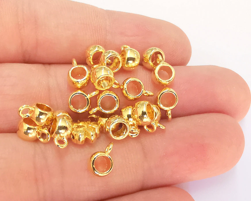 10 Beads Hanger, Charms Hanger 24K Shiny Gold Plated Findings (9x6x4mm)  G22297