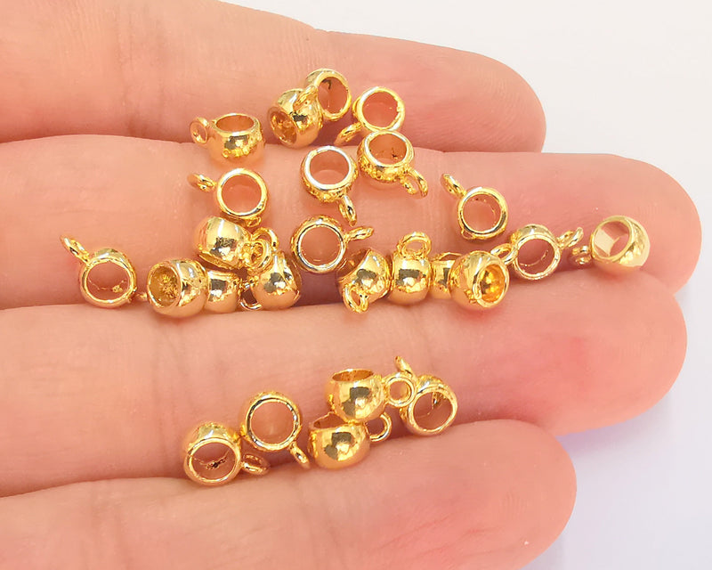 10 Beads Hanger, Charms Hanger 24K Shiny Gold Plated Findings (9x6x4mm)  G22297