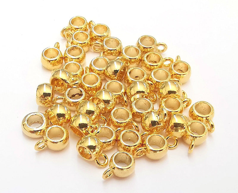 10 Beads Hanger, Charms Hanger 24K Shiny Gold Plated Findings (9x6x4mm)  G22297