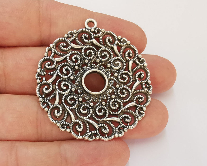 Filigree Pendant Antique Silver Plated Pendant (52x48mm)  G22713