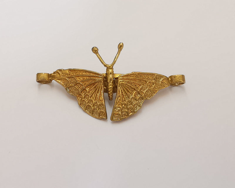 Butterfly Pendant Connector Raw Brass Pendant  50x25mm G22715