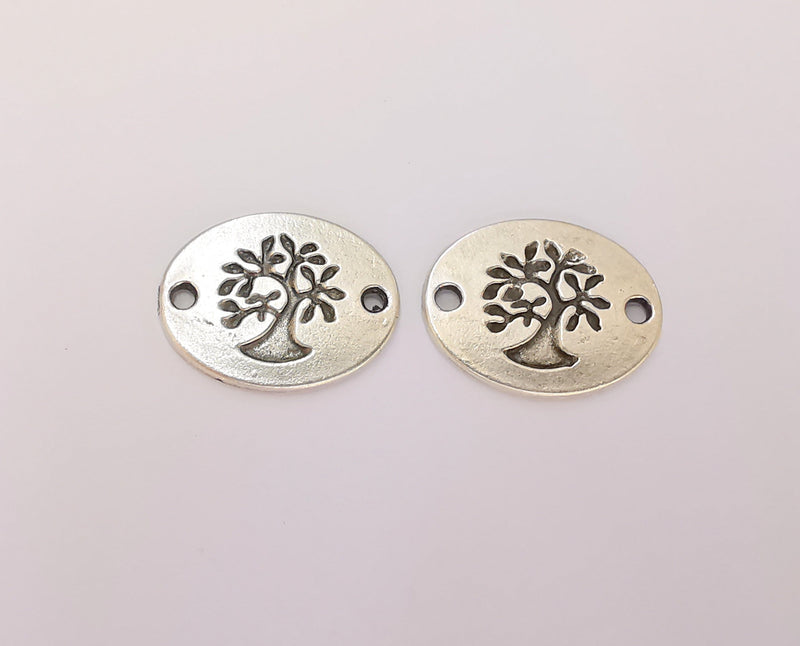 10 Silver Charms Antique Silver Plated Tree Connector  (22x17mm) G25069