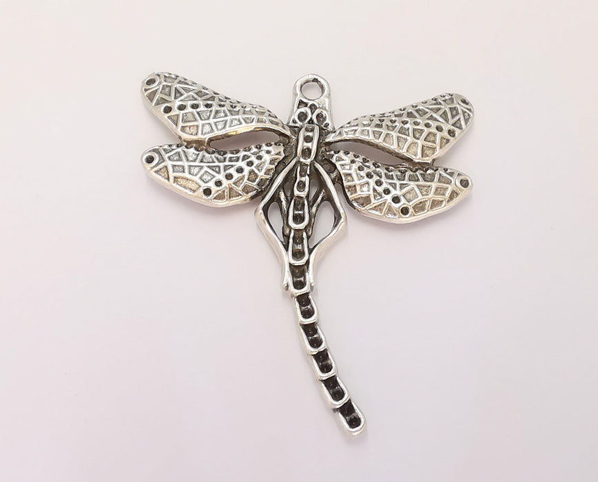 Silver Dragonfly Pendant Antique Silver Plated Pendant (54x49mm)  G22734