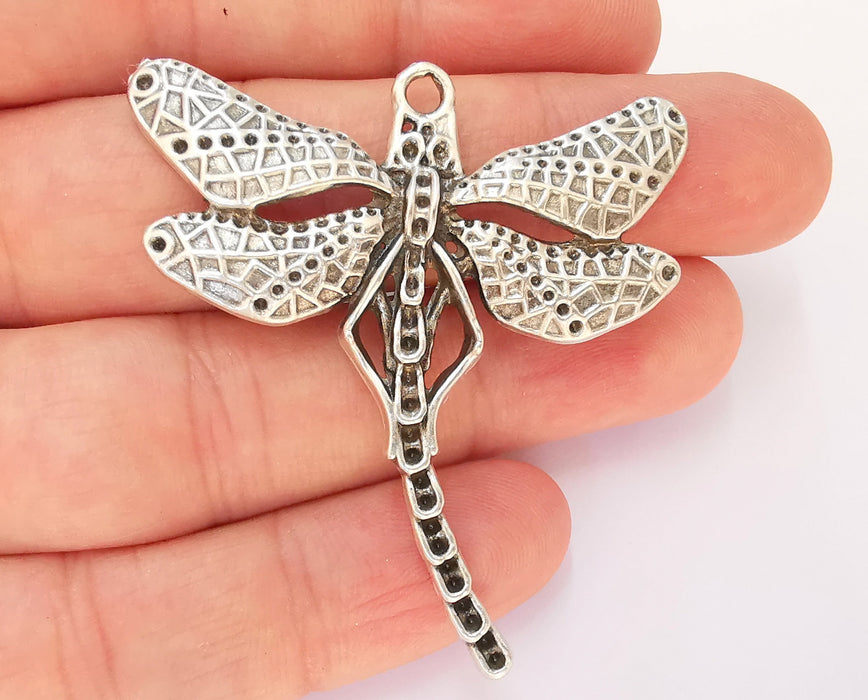 Silver Dragonfly Pendant Antique Silver Plated Pendant (54x49mm)  G22734