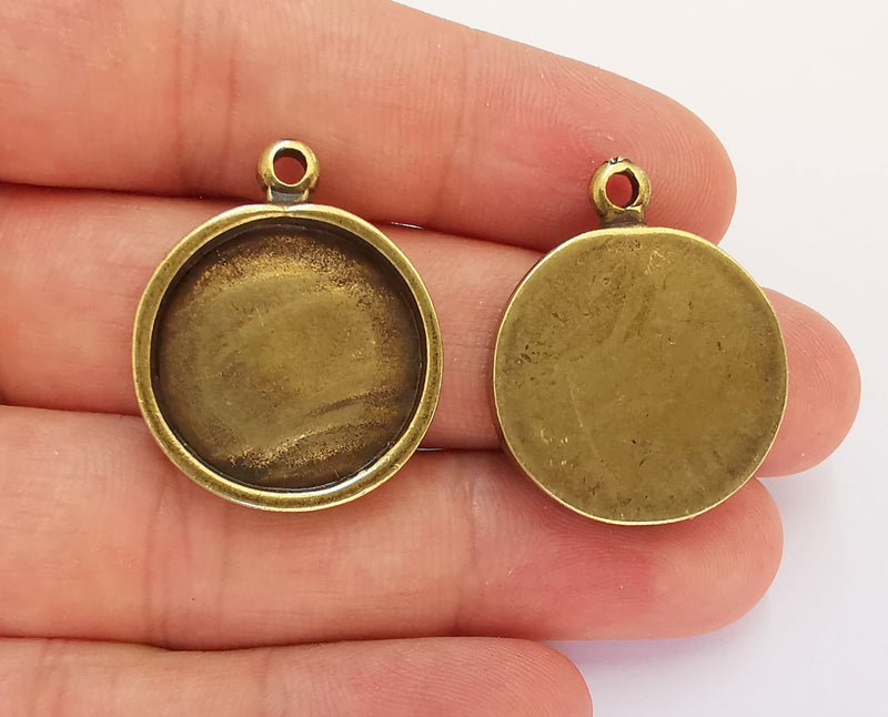 Pendant Blank Antique Bronze Base inlay Blank Resin Bezel Mosaic Mountings Antique Bronze Plated Pendant (22 mm blank )  G22347