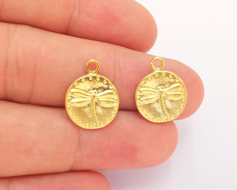 4 Dragonfly Charms Gold Plated Charm (18x14mm) G22348