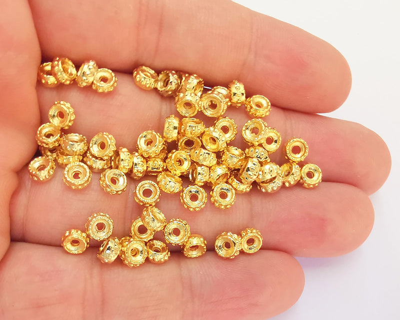 20 Rondelle Beads 24K Shiny Gold Plated Beads (6mm)  G22357