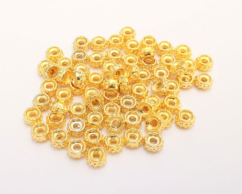20 Rondelle Beads 24K Shiny Gold Plated Beads (6mm)  G22357