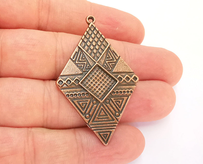 2 Copper Charms Blank Antique Copper Plated Charms 52x33mm Blank Size (10mm)  G22361