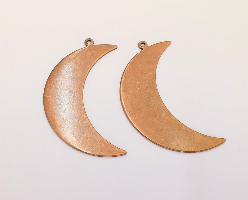 10 Crescent Charm Antique Copper Plated Brass Charm (47x14 mm) G22362
