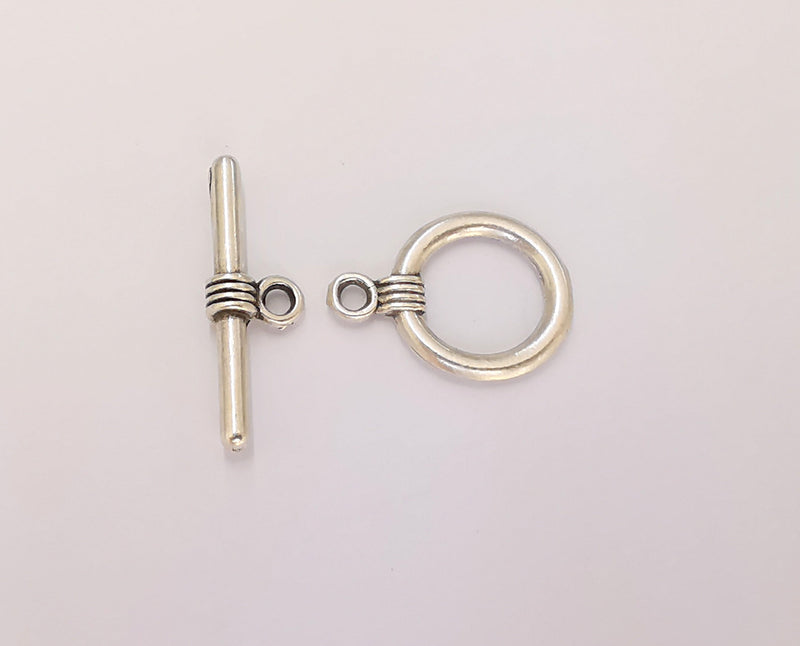 Silver Toggle Clasps 4 sets Antique Silver Plated Toggle Clasp Findings 20x15mm+25x8mm  G22738