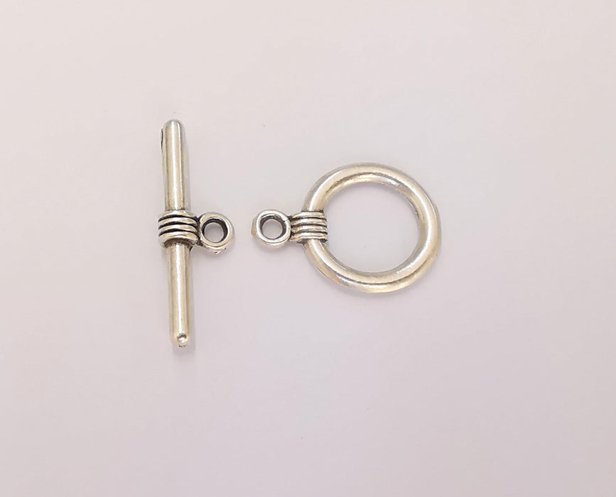 Silver Toggle Clasps 4 sets Antique Silver Plated Toggle Clasp Findings 20x15mm+25x8mm  G22738