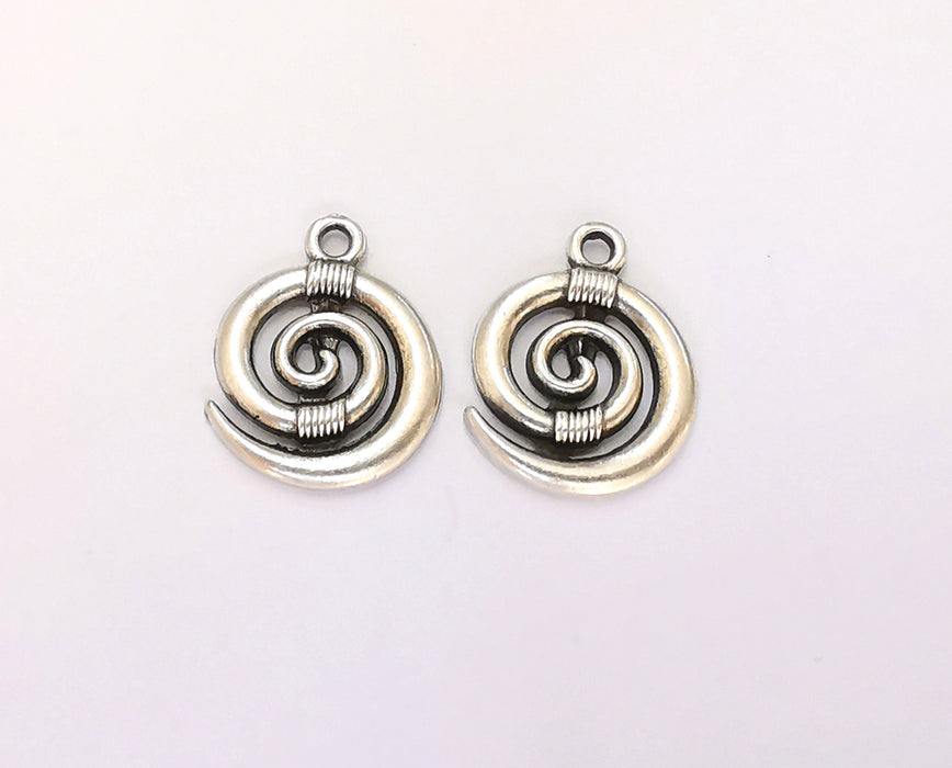 10 Spiral Charms Antique Silver Plated Charms (18x15mm) G22743