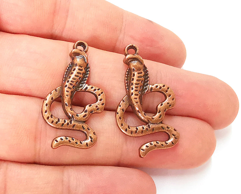 4 Snake Charms Antique Copper Plated Charms (35x18mm)  G22749