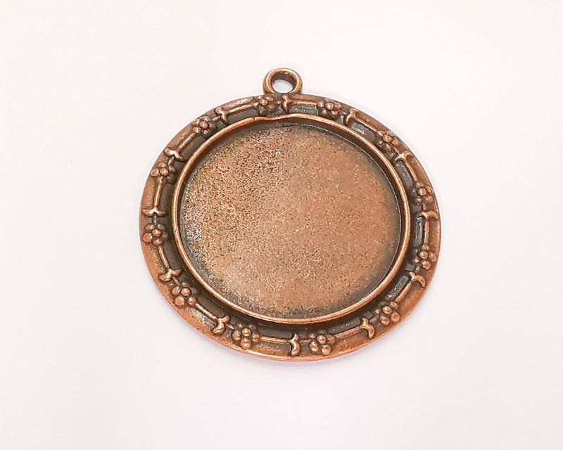 Flowers Frame Pendant Blank Antique Copper Plated Pendant (42x40mm) (29mm Blank Size)  G22757