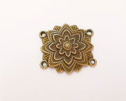 2 Flower Charms Connector Antique Bronze Plated Charms (28x26mm)  G22760