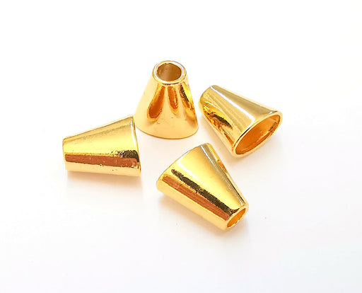 4 Oval Cones Findings  24K Shiny Gold Plated Findings (14x13mm)  G22379