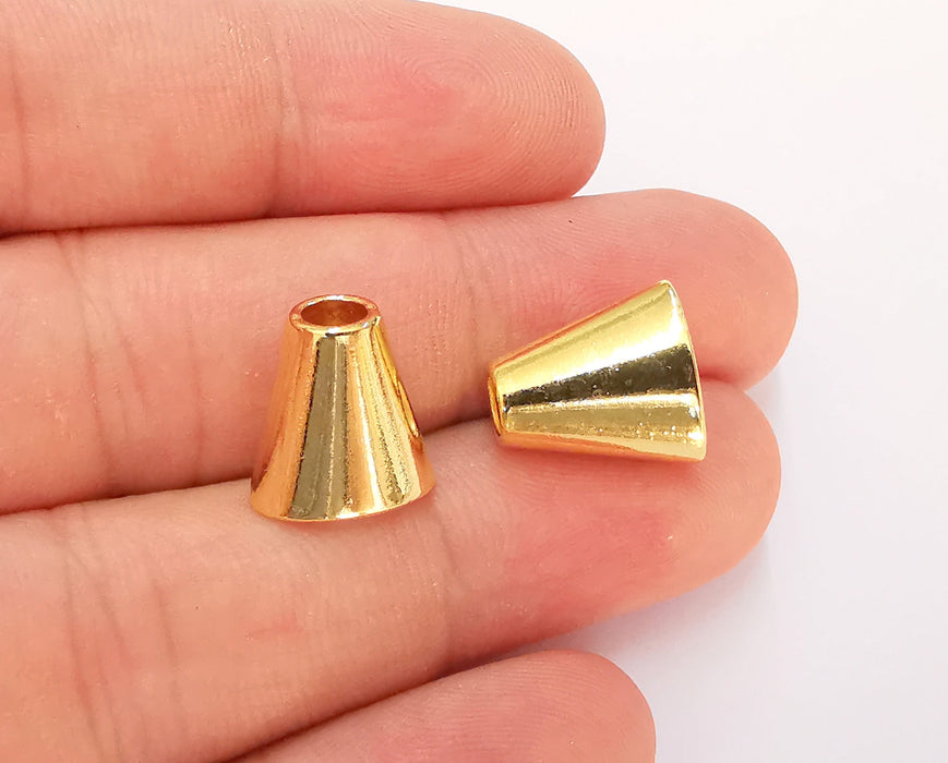 4 Oval Cones Findings  24K Shiny Gold Plated Findings (14x13mm)  G22379