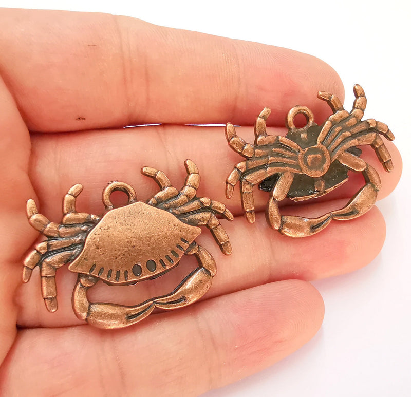 2 Crab Charms Antique Copper Plated Charms (41x25mm) G22381