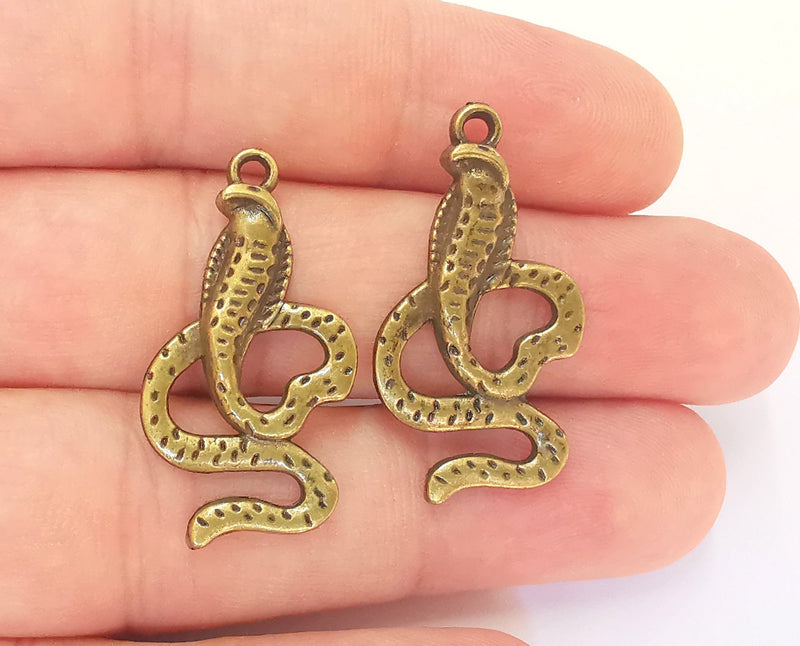 4 Snake Charms Antique Bronze Plated Charms (35x18mm)  G22776