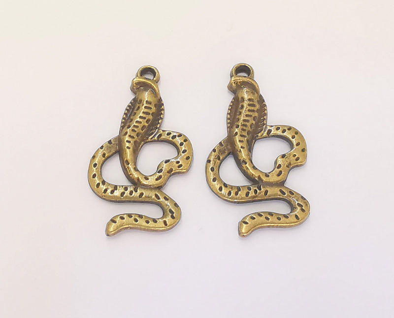 4 Snake Charms Antique Bronze Plated Charms (35x18mm)  G22776