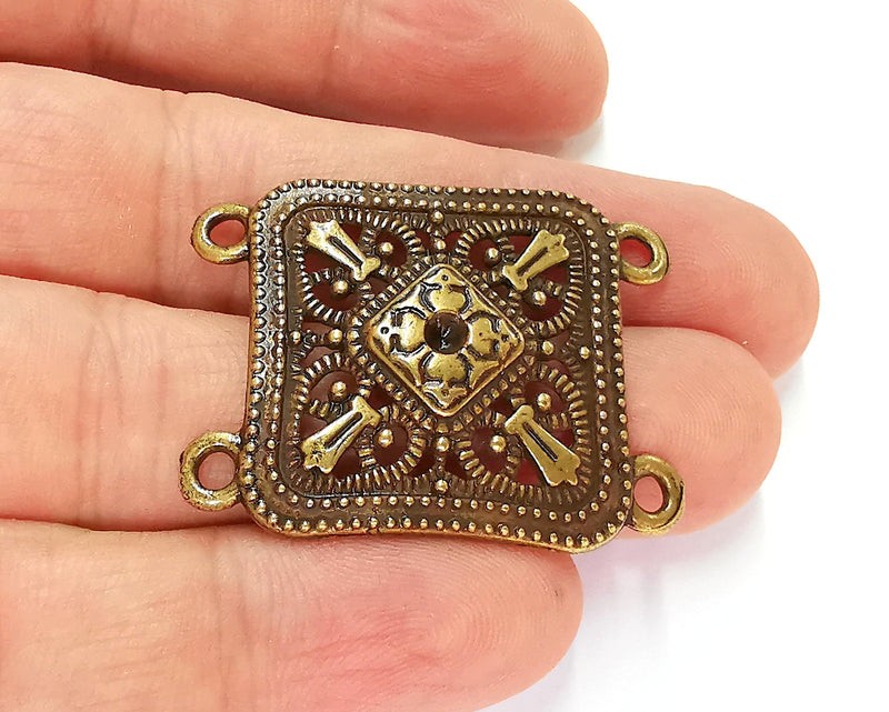 2 Antique Bronze Charms Connector Antique Bronze Plated Charms (38x29mm)  G22781