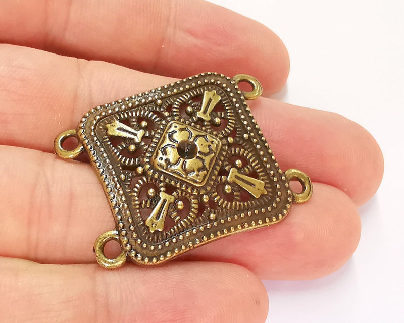 2 Antique Bronze Charms Connector Antique Bronze Plated Charms (38x29mm)  G22781