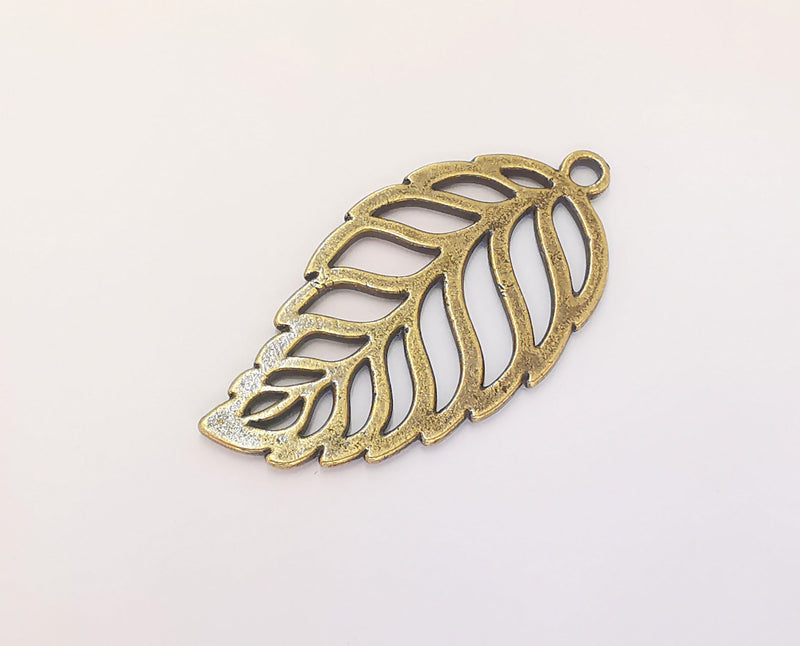 2 Leaf Charms Antique Bronze Plated Charms (49x25mm)  G22789
