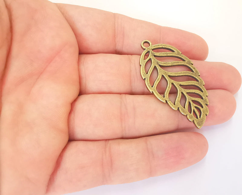 2 Leaf Charms Antique Bronze Plated Charms (49x25mm)  G22789
