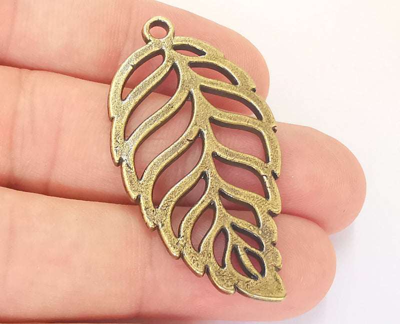 2 Leaf Charms Antique Bronze Plated Charms (49x25mm)  G22789